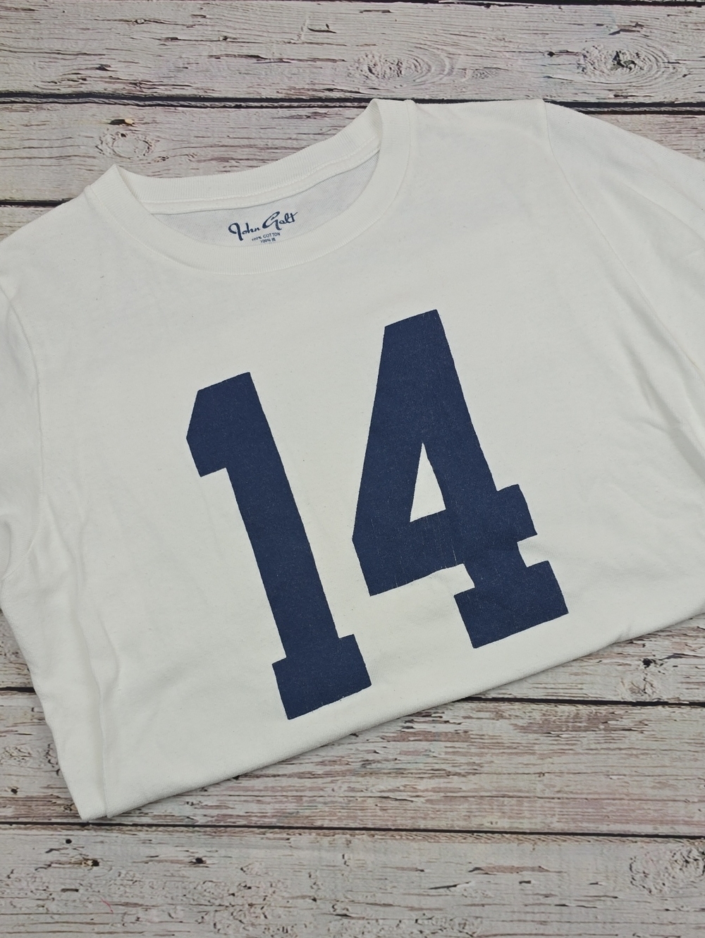 Brandy Melville White Tee with Navy 14 Graphic